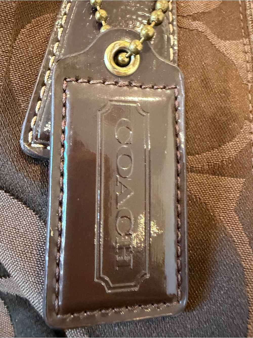 Genuine COACH Brown Signature Logo HANDBAG Purse Tote H1173-F18036 EUC - Picture 9 of 17